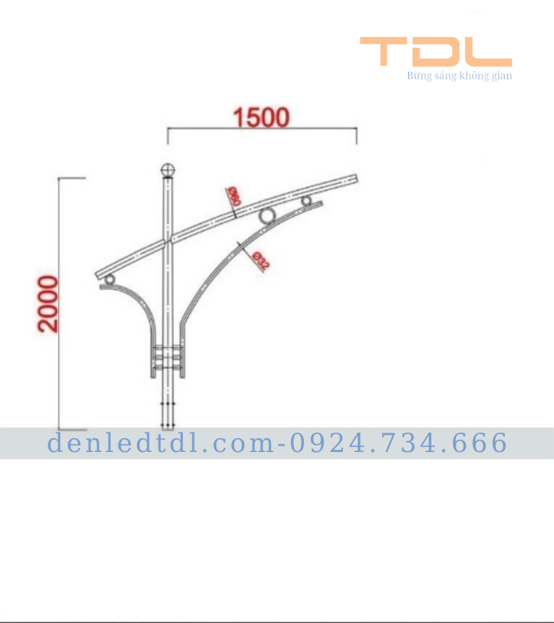 Cột chiếu sáng đèn đường TDLC-DR04 chất lượng cao