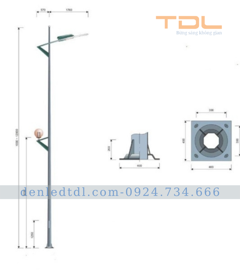 cột đèn đường bát giác côn tròn TDLC-DR06