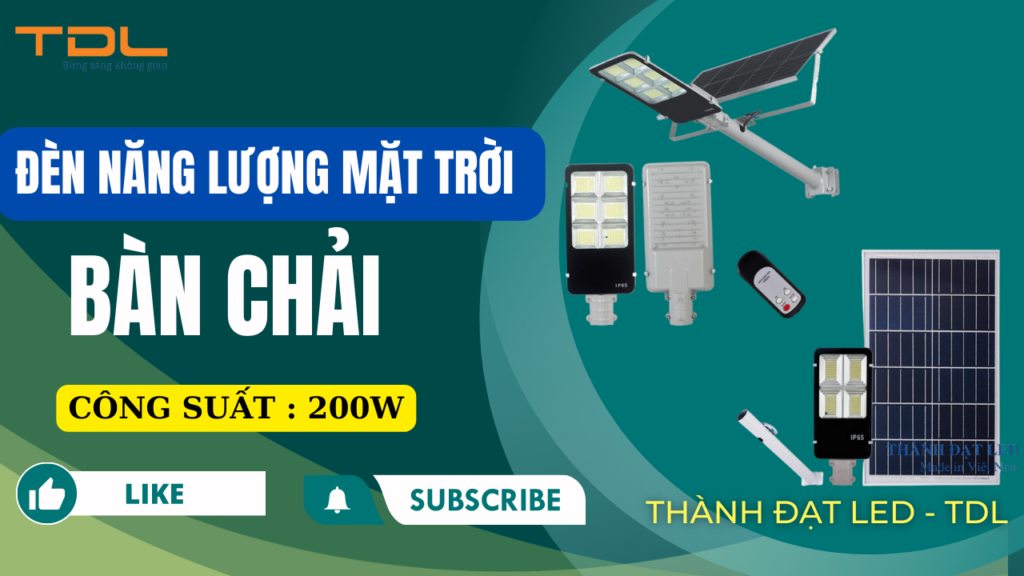 Đèn bàn chải năng lượng mặt trời 200w