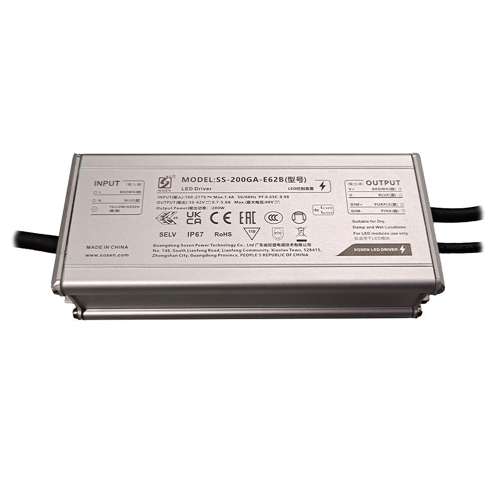 Nguồn Sosen 200W - Output: 36V (no dimming, TUV)