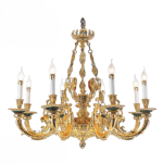 Đèn chùm đồng thả xích mạ vàng 24K thả bàn ăn tròn 8 tay CNQT-137-21 Thành Đạt