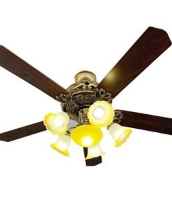 Quạt trần đèn chùm trang trí 109 Cánh gỗ 5 Cánh